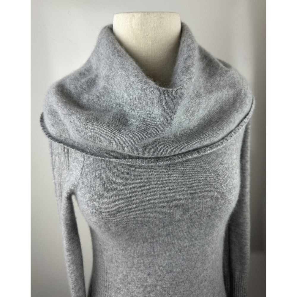 Athleta 100% Cashmere Cascade Sweater Cowl Neck Light Grey Heather Long Size XXS - Picture 3 of 13